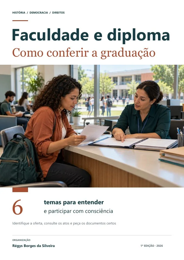 Capa de Faculdade e diploma: conferir instituição, curso e regularidade