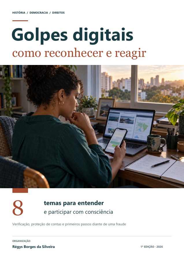Capa da cartilha Golpes digitais: como reconhecer e reagir